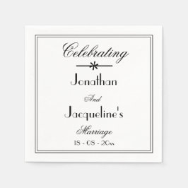 Elegant Classic White Bröllop Cake Bord Papper Pappersservett