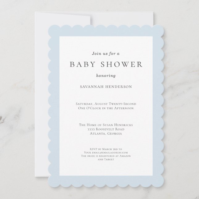 Elegant Classic Wildblomma Blue Baby Shower Inbjudningar (Framsida)