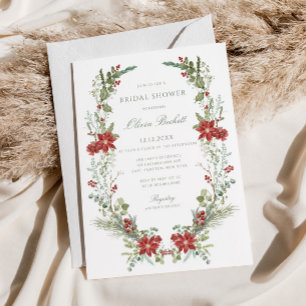 Elegant Classic Winter Greenery Möhippa Inbjudningar