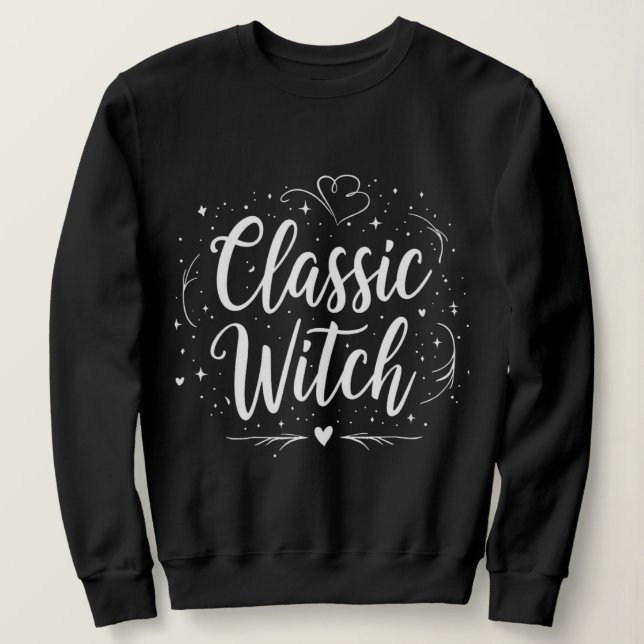 Elegant Classic Witch Calligraphy Stil Halloween T Shirt (Design framsida)