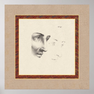 Elegant Classical Male Ansikte i profilgammal Fran Poster