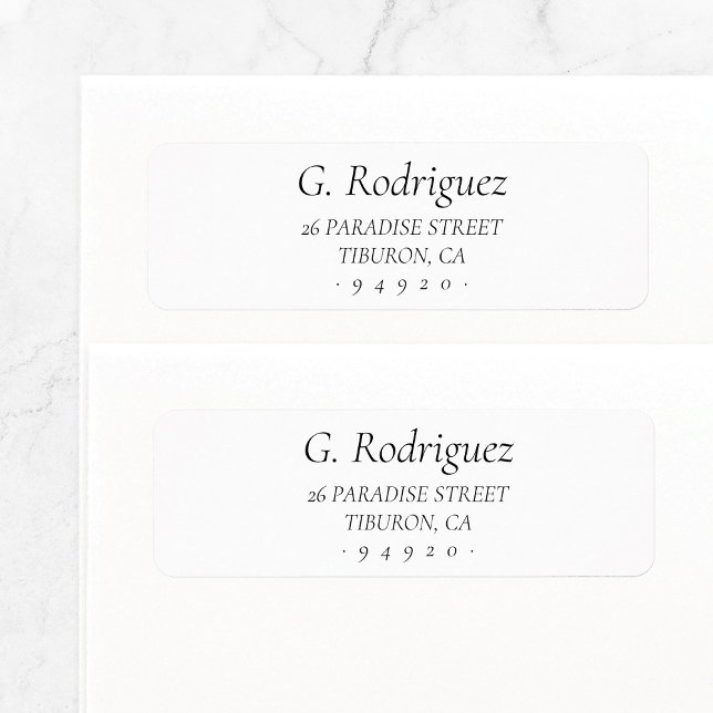 Elegant Classy 05 | Returadressetikett Returadress Etikett (Simple classic elegant basic return address label template in black and white.)