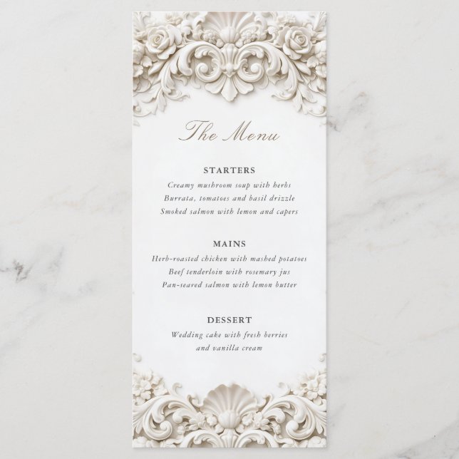 Elegant Classy Baroque Frame Wedding Meny (Framsida)