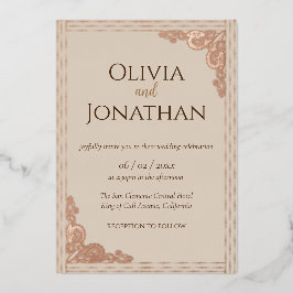 Elegant Classy Beige Bröllop-inbjudan om olja