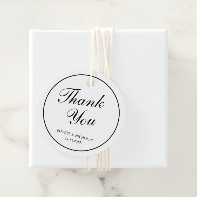 Elegant Classy Black and White Bröllop Tack Gåvor Etiketter (På plats)