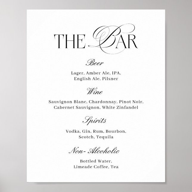 Elegant Classy Black and White Wedding Bar Poster (Framsidan)