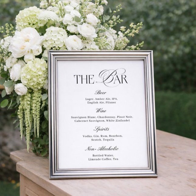 Elegant Classy Black and White Wedding Bar Poster (Skapare uppladdad)