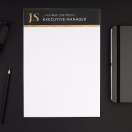 Elegant Classy Black & Guld Personlig Monogram Brevhuvud