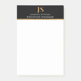 Elegant Classy Black & Guld Personlig Monogram Post-it Block