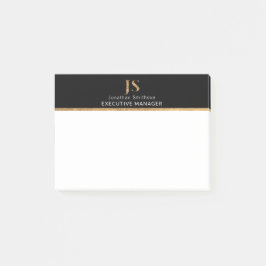 Elegant Classy Black & Guld Personlig Monogram Post-it Block