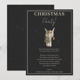 Elegant Classy Black Julafton Angel jul Party Inbjudningar