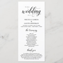 Elegant Classy, Black script, Bröllop Ceremony Pro Program