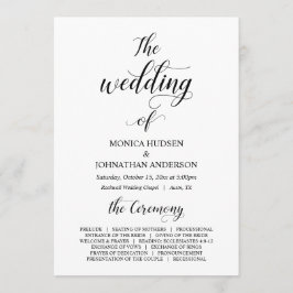 Elegant Classy, Black script, Bröllop Ceremony Program