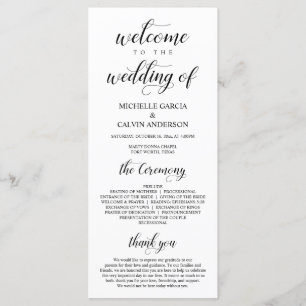 Elegant Classy, Black script, Bröllop Ceremony Program