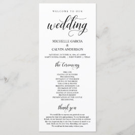 Elegant Classy, Black script, Bröllop Ceremony Program