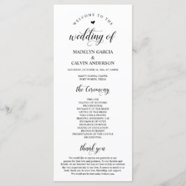 Elegant Classy, Black script, Bröllop Ceremony Program