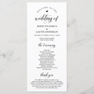 Elegant Classy, Black script, Bröllop Ceremony Program