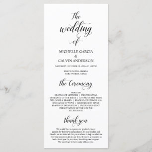 Elegant Classy, Black script, Bröllop Ceremony Program