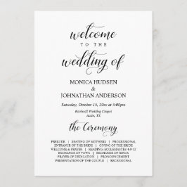 Elegant Classy, Black script, Bröllop Ceremony Program
