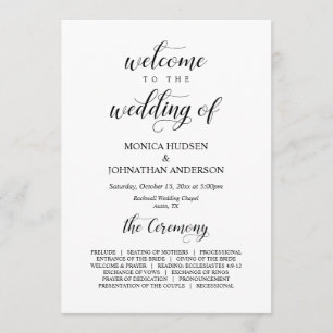 Elegant Classy, Black script, Bröllop Ceremony Program