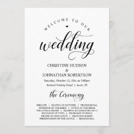 Elegant Classy, Black script, Bröllop Ceremony Program