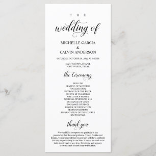 Elegant Classy, Black script, Bröllop Ceremony Program