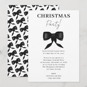 Elegant Classy Black White Bow-julen Party Inbjudningar