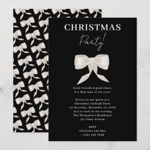 Elegant Classy Black White Bow-julen Party Inbjudningar
