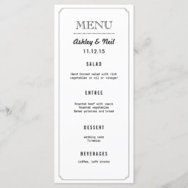 Elegant Classy Black & White Bröllop Menu Meny