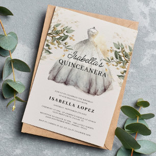 Elegant Classy Blommigt & Princess Dress Quinceane Inbjudningar