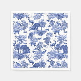Elegant Classy Blue Fransk Toile Hjort Mönster Pappersservett