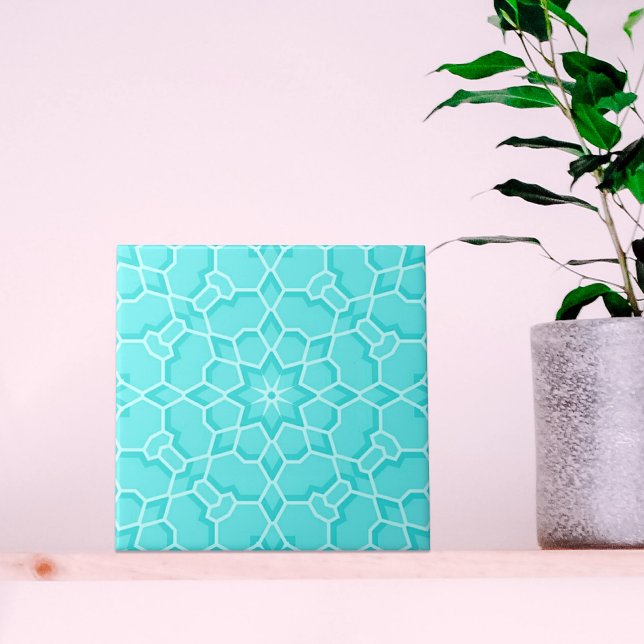 Elegant Classy Blue Turcos Mosaic Geometric Kakelplatta (Skapare uppladdad)