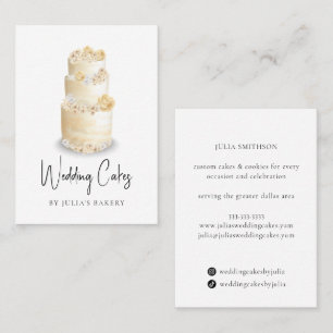 Elegant Classy Bröllop Cake Bakery Patisserie Visitkort