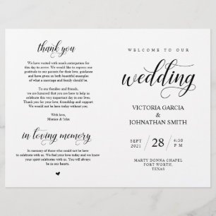 Elegant Classy Bröllop Ceremony Folable Program