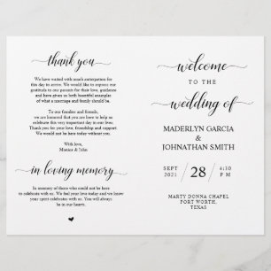 Elegant Classy Bröllop Ceremony Folable Program