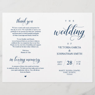 Elegant Classy Bröllop Ceremony Folable Program
