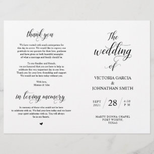 Elegant Classy Bröllop Ceremony Folable Program