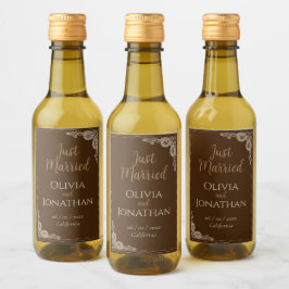 Elegant Classy Bronze ornate Bröllop Vinetikett