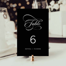 Elegant Classy Calligraphy Bröllop Black Bordsnummer