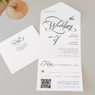Elegant Classy Calligraphy Bröllop Black & White