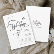 Elegant Classy Calligraphy Bröllop Black & White