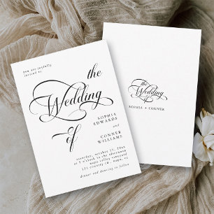 Elegant Classy Calligraphy Bröllop Black & White Inbjudningar