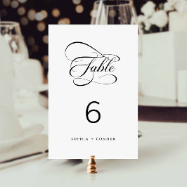Elegant Classy Calligraphy Bröllop Bordsnummer
