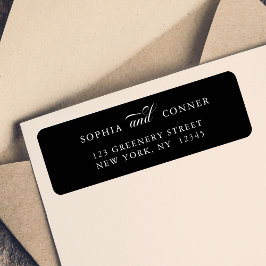 Elegant Classy Calligraphy Returadress Black Etikett