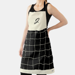 Elegant Classy Chic Black Cream Grid Boho Mönster