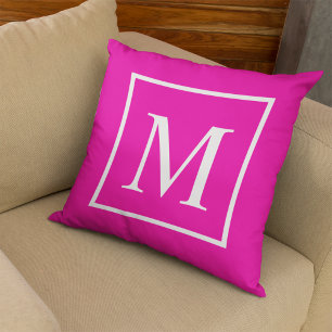 Elegant Classy Fuchsia Anpassa monogram Kudde