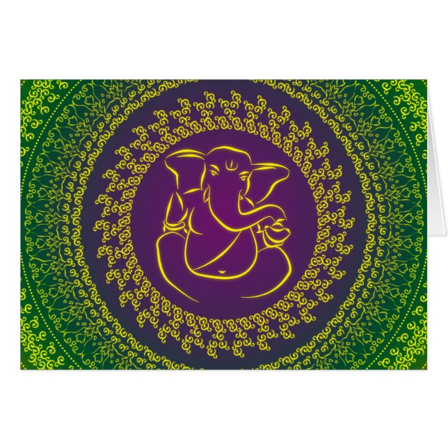 Elegant Classy Ganesh/ Indian God Card Hälsningskort (Framsidan Horizontal)