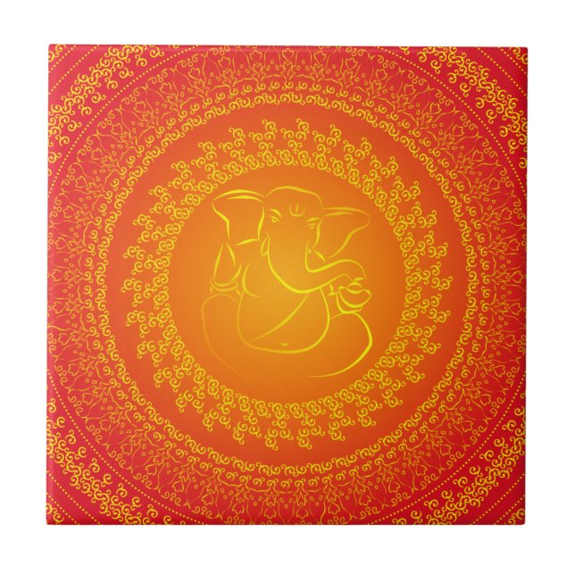 Elegant Classy Ganesh/ Indian God Tile Kakelplatta (Framsidan)
