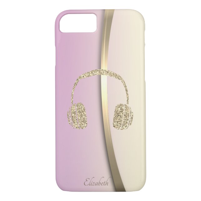 Elegant Classy Glitter-hörlurar - Personlig Case-Mate iPhone Skal (Baksida)