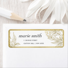 ELEGANT CLASSY GOLD FOIL BLOMMIGT ADDRESS ETIKETT RETURADRESS ETIKETT